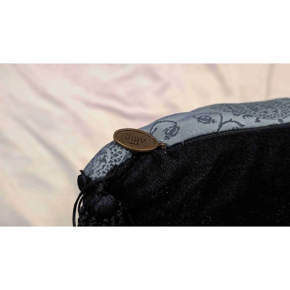 Pier 1 Imports Decor Pillow Blue Tassels Paisley Pattern Velvet